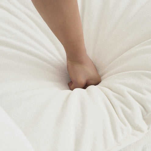 Modern Fabric Loveseat Sofa Couch For Living Room, Upholstered Large Size Deep Seat 2-Seat Sofa With 4 Pillows ,White Chenille